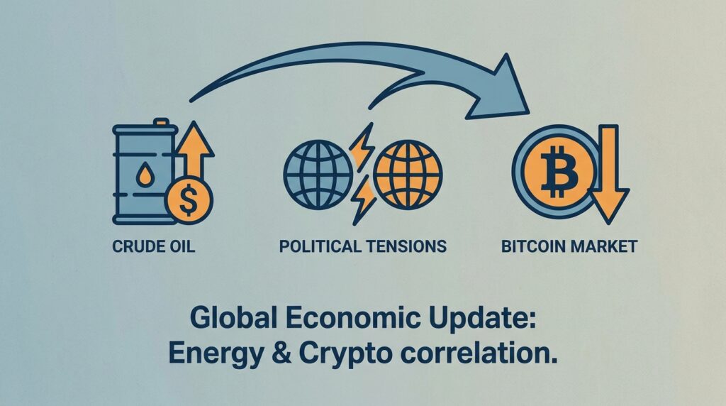 Crude Oil Prices Surge Amidst Political Tensions, Impacting Bitcoin Market