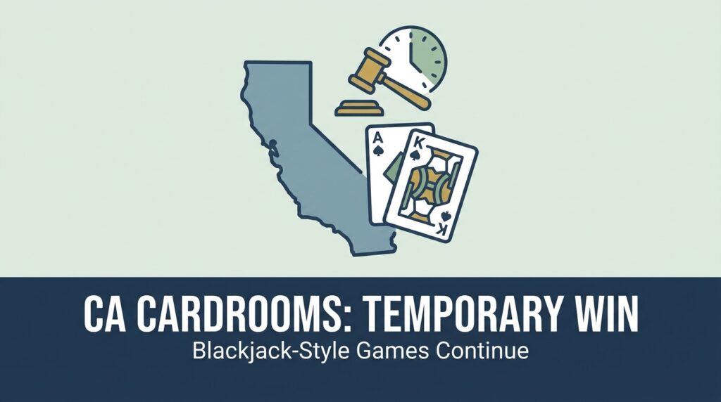 California Cardrooms Secure Temporary Win: Blackjack-Style Games Continue During Legal Battle
