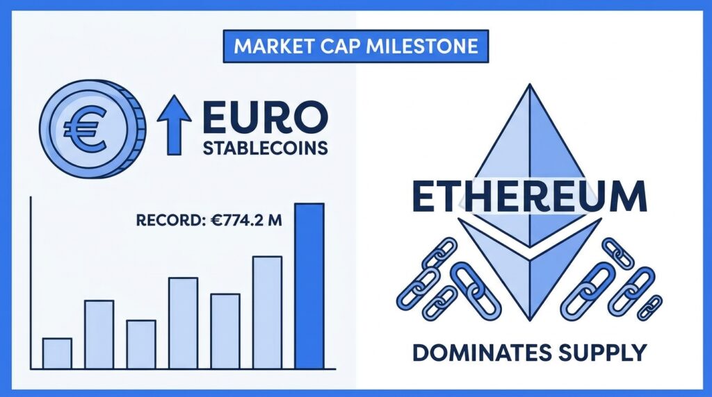 Euro Stablecoins Hit Record $774.2 Million Market Cap as Ethereum Dominates Supply