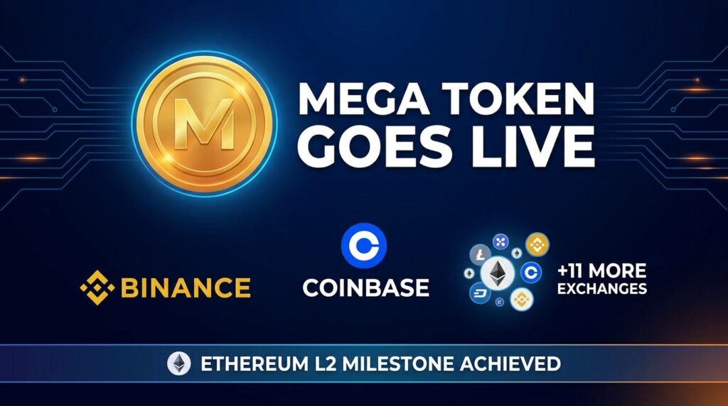 MEGA Token Goes Live Across Binance, Coinbase, and 11 Additional Exchanges Following Ethereum L2 Milestone