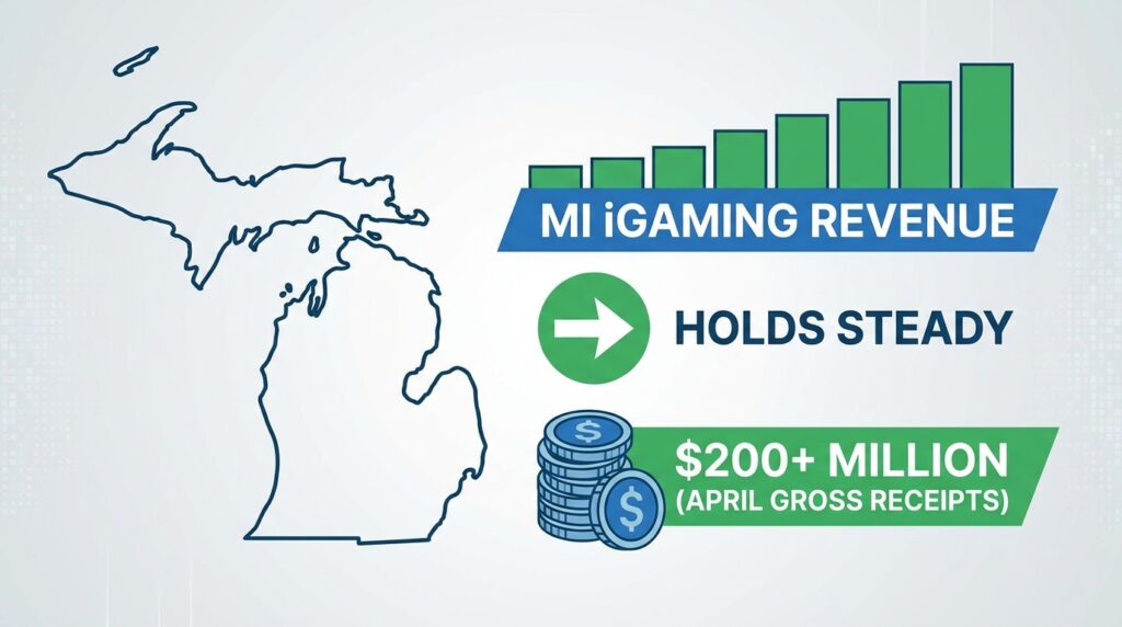 Michigan iGaming Revenue Holds Steady in April as Online Casino Gross Receipts Top $200 Million