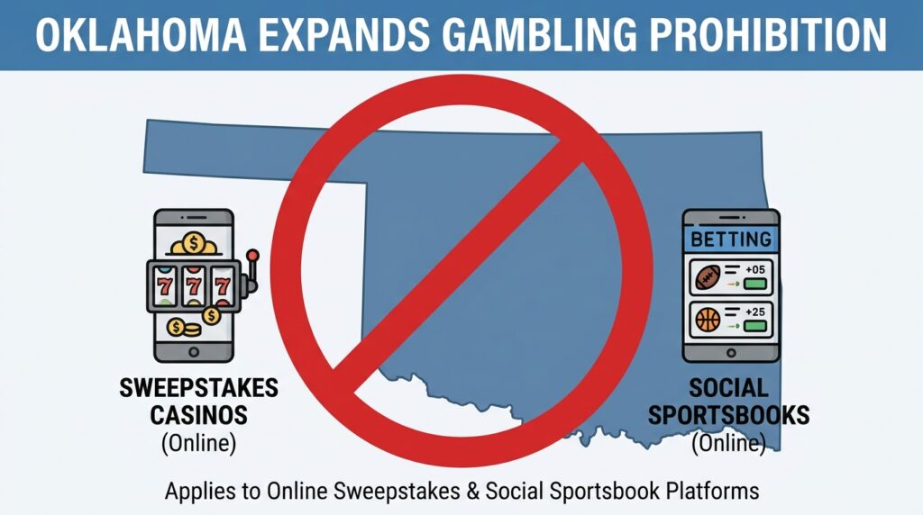 Oklahoma Expands Gambling Prohibition to Cover Online Sweepstakes Casinos and Social Sportsbooks