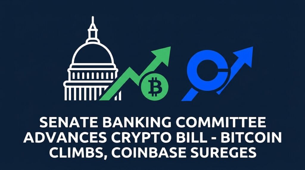 Senate Banking Committee Advances Landmark Crypto Market Structure Bill as Bitcoin Climbs 3% and Coinbase Surges