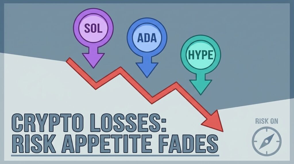 Solana, Cardano and Hyperliquid Lead Crypto Losses as Risk Appetite Fades
