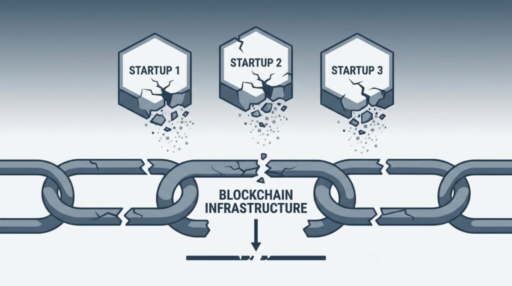 Three Blockchain Infrastructure Startups Shut Down in a Single Day, Signaling Deeper Structural Stress