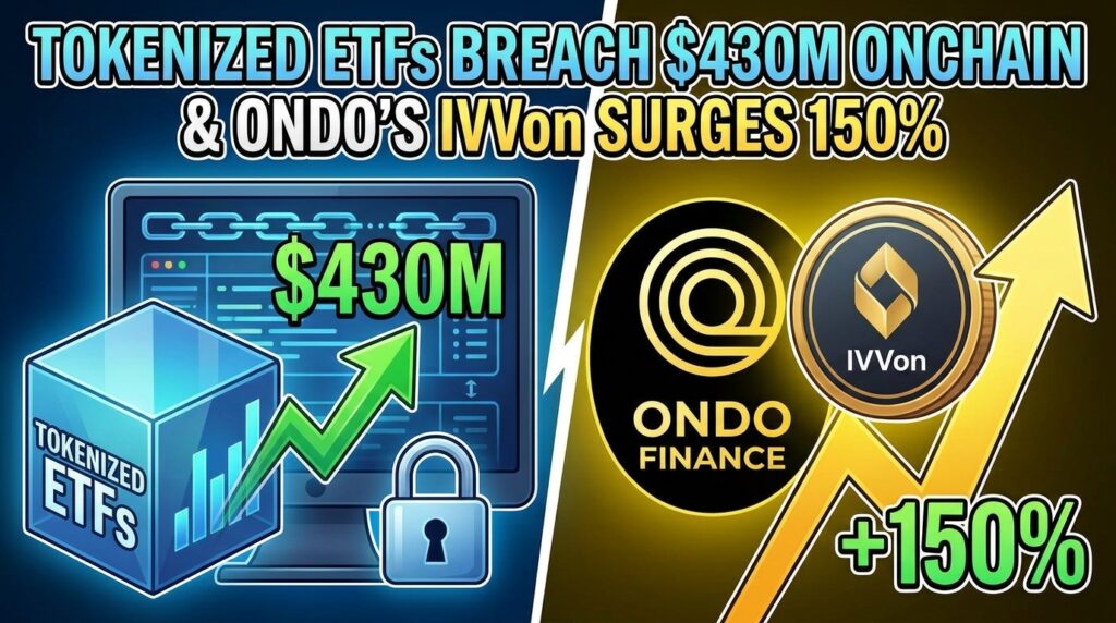 Tokenized ETFs Breach $430 Million Onchain as Ondo Finance’s IVVon Surges 150%