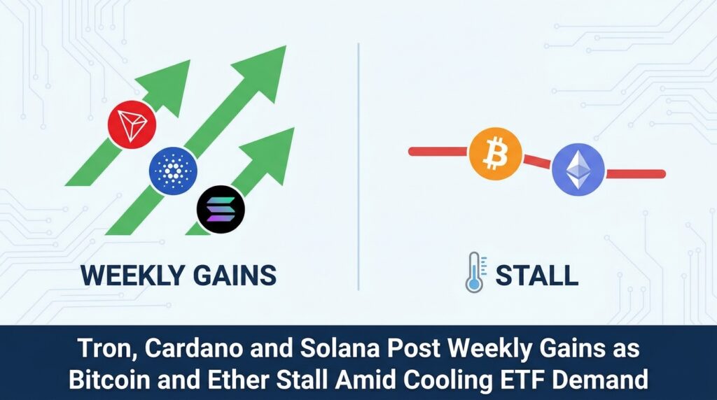 Tron, Cardano and Solana Post Weekly Gains as Bitcoin and Ether Stall Amid Cooling ETF Demand