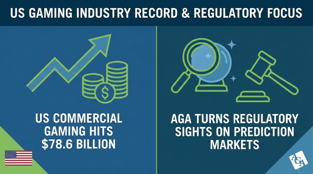 US Commercial Gaming Hits $78.6 Billion as AGA Turns Its Regulatory Sights on Prediction Markets