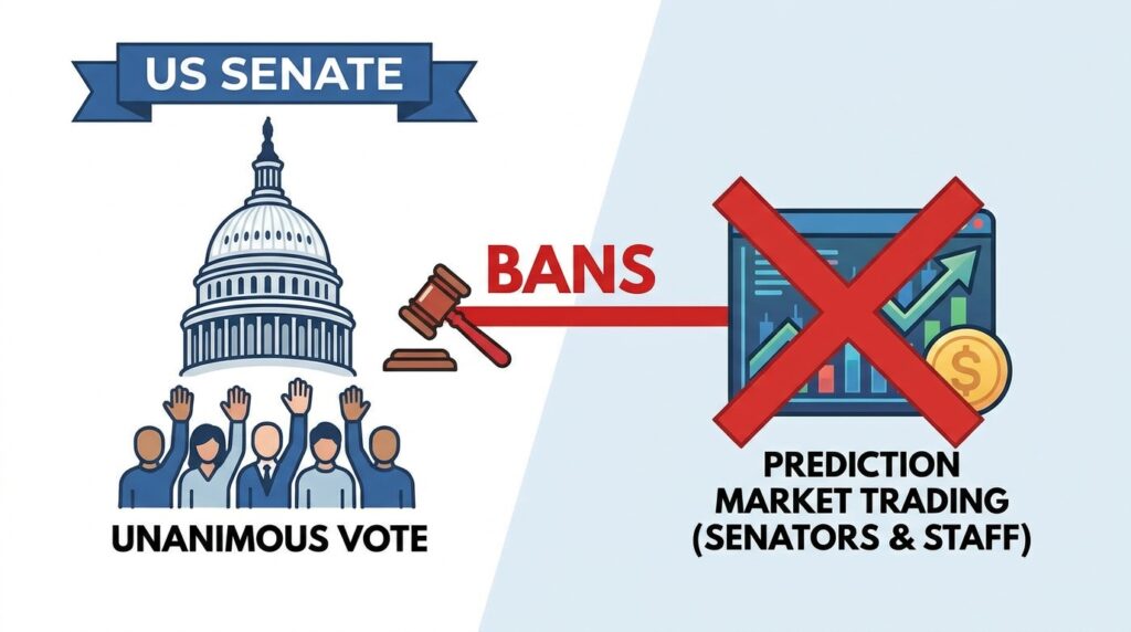 US Senate Bans Prediction Market Trading for Senators and Staff in Unanimous Vote