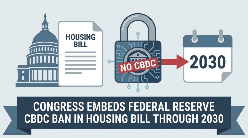 Congress Embeds Federal Reserve CBDC Ban in Housing Bill Through 2030
