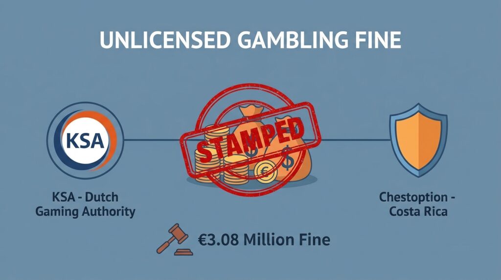 Dutch Regulator KSA Hits Costa Rica-Based Chestoption with €3.08 Million Fine for Unlicensed Gambling