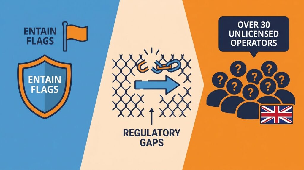 Entain Flags Over 30 Unlicensed Operators Targeting UK Gamblers as Regulatory Gaps Widen