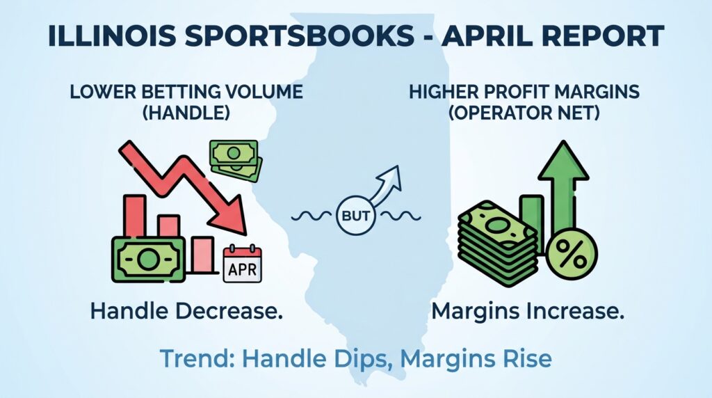 Illinois Sportsbooks See Lower Handle in April but Stronger Operator Margins