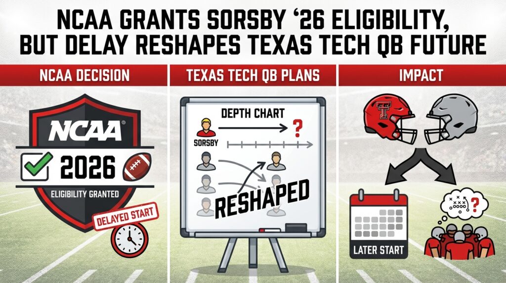 NCAA Grants Brendan Sorsby Eligibility for 2026, but a Delayed Start Reshapes Texas Tech’s Quarterback Plans