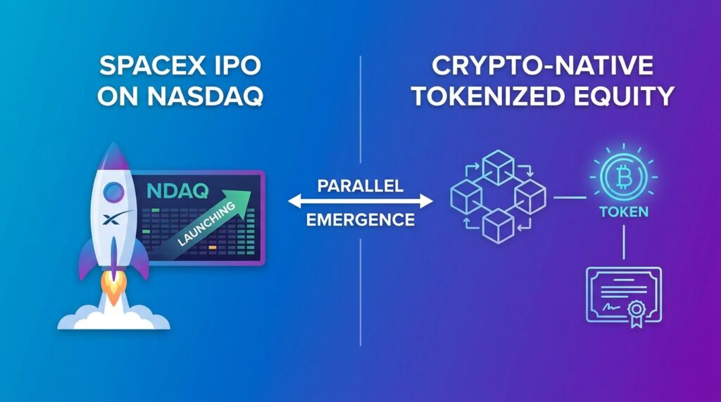 SpaceX IPO Launches on Nasdaq as Crypto-Native Tokenized Equity Products Emerge in Parallel
