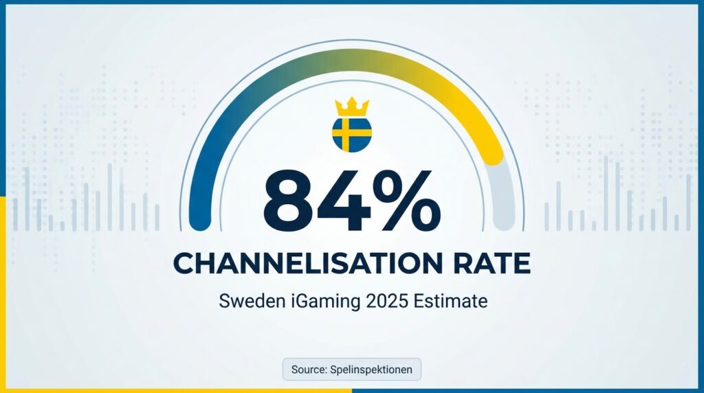 Sweden’s iGaming Channelisation Rate Hits 84% in 2025, Spelinspektionen Estimates