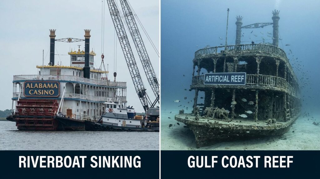 Alabama Sinks Former Riverboat Casino to Build Gulf Coast Artificial Reef