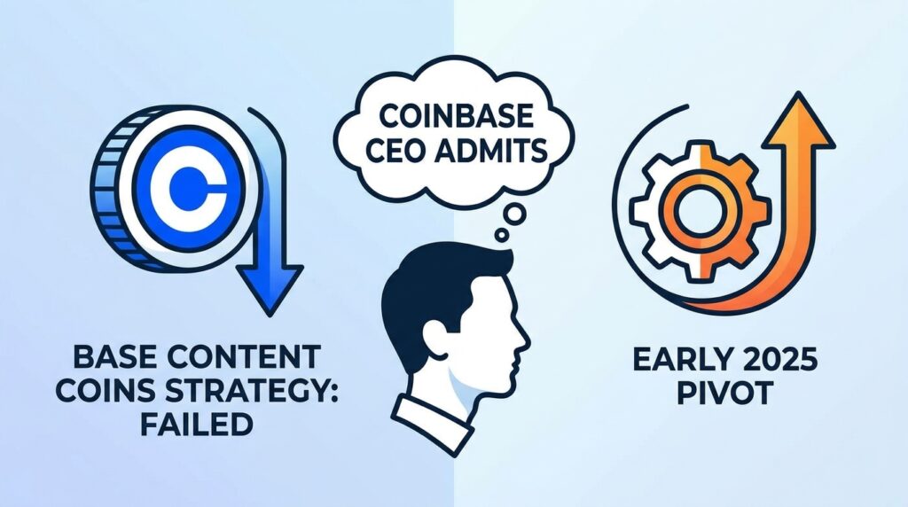 Coinbase CEO Admits Base’s Content Coins Strategy Failed, Confirms Early 2025 Pivot