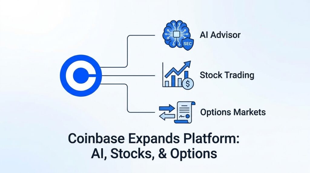 Coinbase Rolls Out SEC-Registered AI Advisor, Stock Trading, and Options Markets in Sweeping Platform Expansion