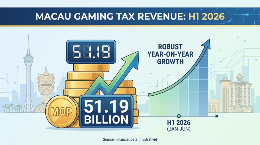 Macau Gaming Tax Revenue Hits MOP51.19 Billion in H1 2026, Marking Robust Year-on-Year Growth