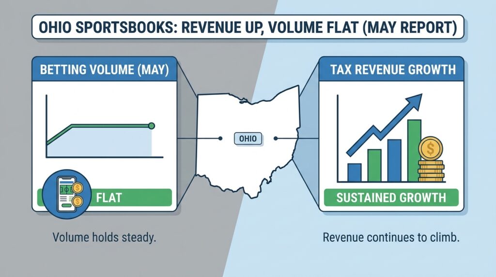 Ohio Sportsbooks Sustain Tax Revenue Growth in May Despite Flat Betting Volume