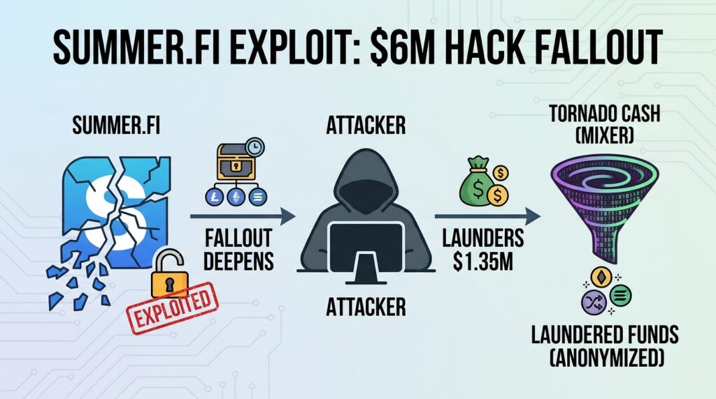 Summer.fi Exploit: Attacker Launders $1.35M Through Tornado Cash as $6M Hack Fallout Deepens