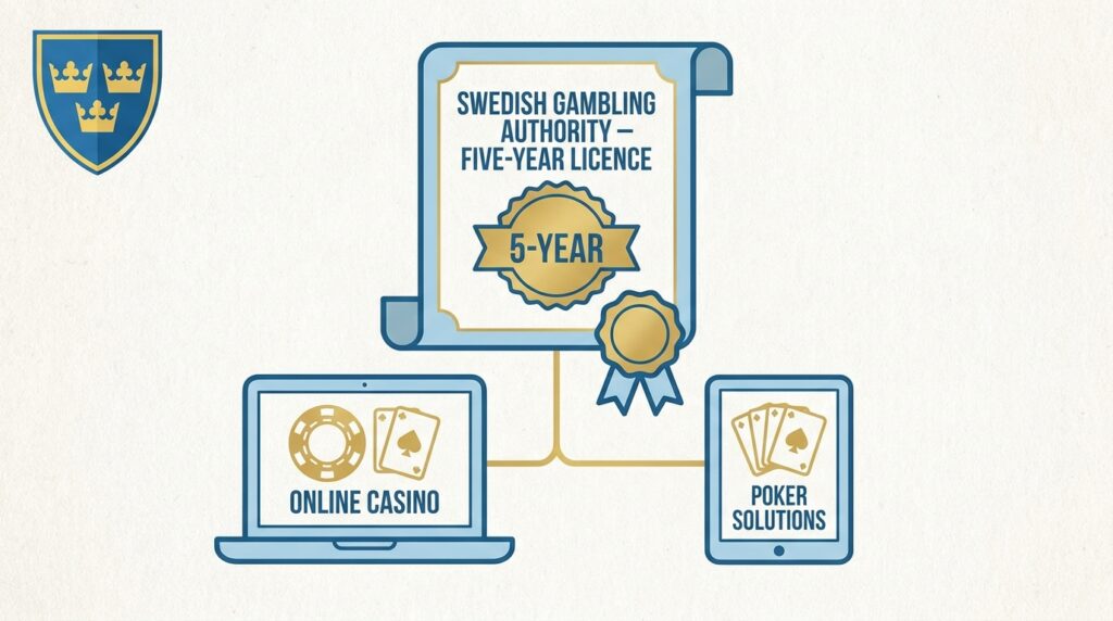Swedish Gambling Authority Grants Five-Year Licence to Supplier for Online Casino and Poker Solutions
