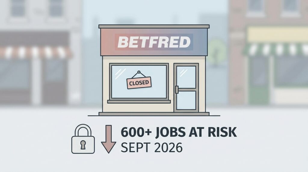 Betfred to Shut 132 Betting Shops by September 2026, Putting Over 600 Jobs at Risk
