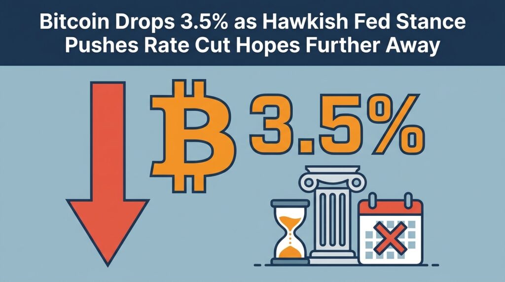 Bitcoin Drops 3.5% as Hawkish Fed Stance Pushes Rate Cut Hopes Further Away