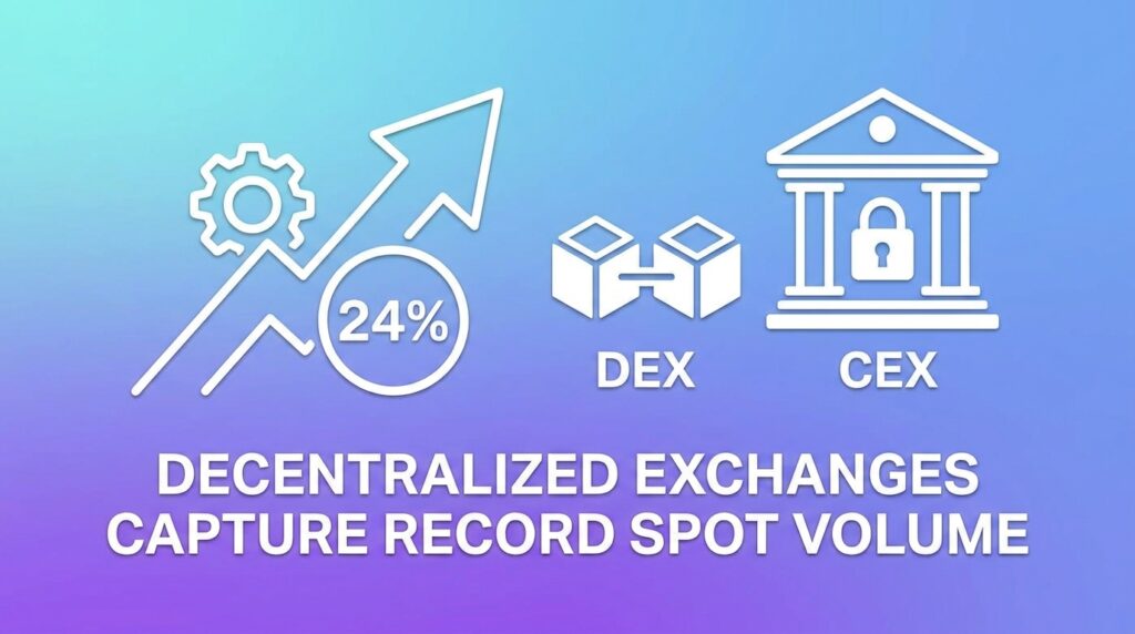 Decentralized Exchanges Capture Record 24% of Spot Volume Relative to Centralized Platforms