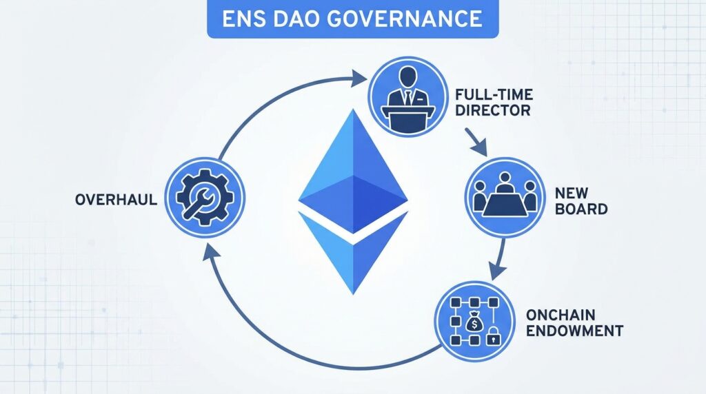 ENS DAO Overhauls Foundation Governance: Full-Time Director, New Board, and Onchain Endowment Control