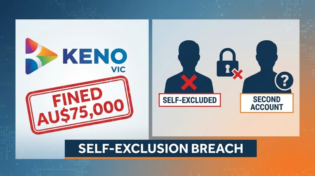 Keno Vic Fined AU$75,000 for Self-Exclusion Breach After Player Opened Second Account