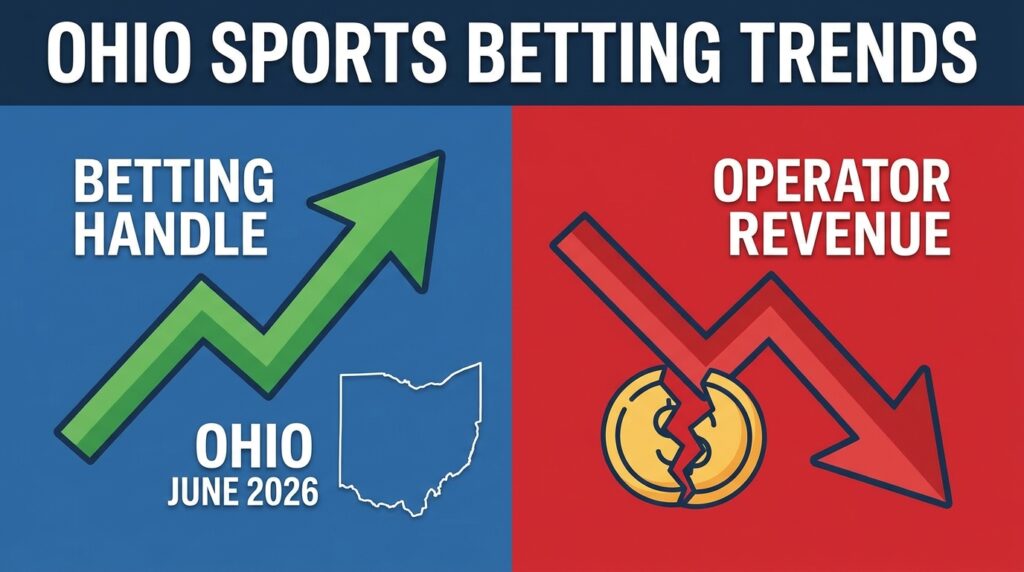 Ohio Sports Betting Handle Climbs in June 2026 While Operator Revenue Takes a Hit