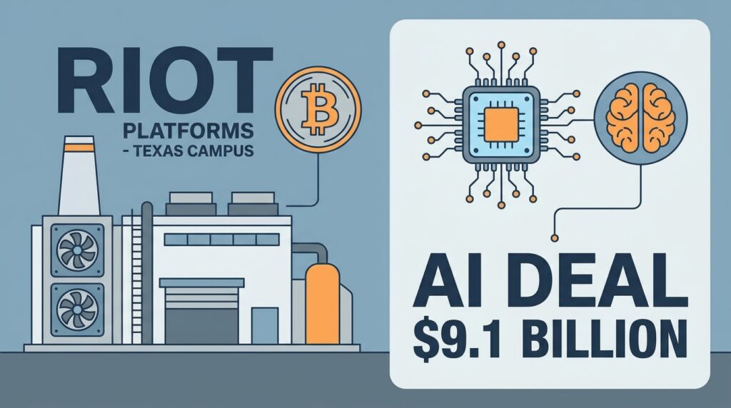 Riot Platforms Locks In $9.1 Billion AI Deal at Its Texas Bitcoin Mining Campus