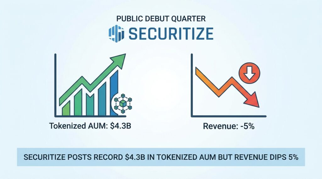 Securitize Posts Record $4.3B in Tokenized AUM but Revenue Dips 5% in Public Debut Quarter