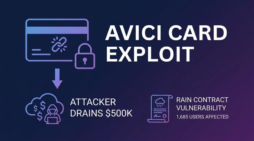 Avici Card Exploit: Attacker Drains $500K from 1,685 Users Through Rain Contract Vulnerability