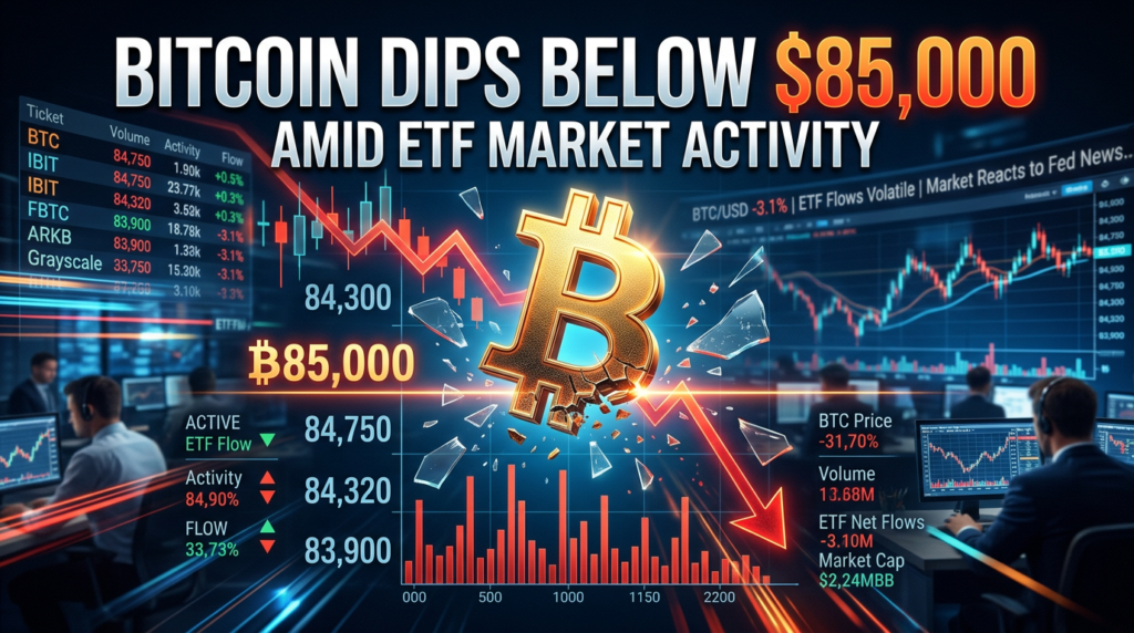 Bitcoin Dips Below $85,000 Amid ETF Market Activity