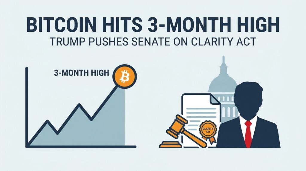 Bitcoin Hits Three-Month High as Trump Pushes Senate on CLARITY Act