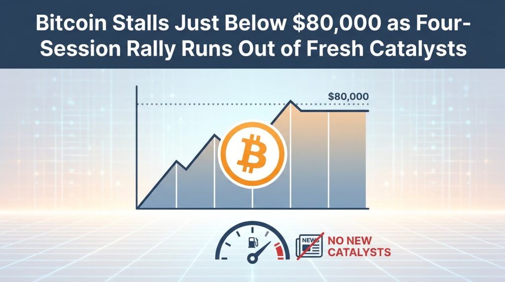 Bitcoin Stalls Just Below $80,000 as Four-Session Rally Runs Out of Fresh Catalysts