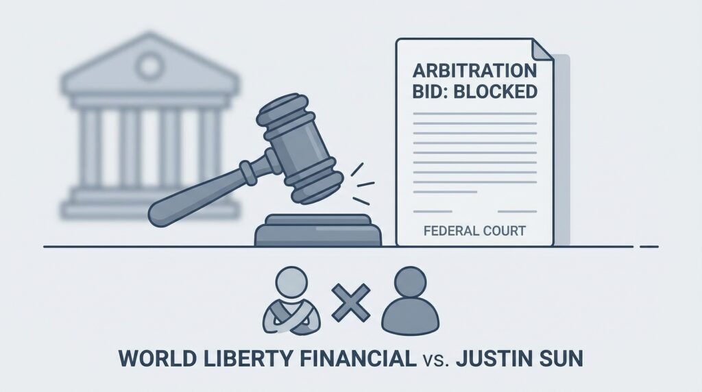 Federal Judge Blocks World Liberty Financial’s Arbitration Bid in Justin Sun Dispute
