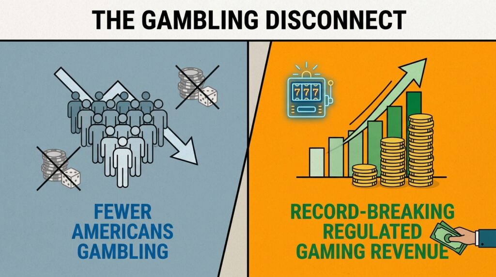 Fewer Americans Report Gambling Despite Record-Breaking Regulated Gaming Revenue