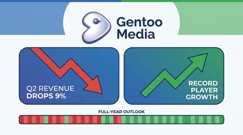Gentoo Media Cuts Full-Year Outlook as Q2 Revenue Drops 9% Despite Record Player Growth