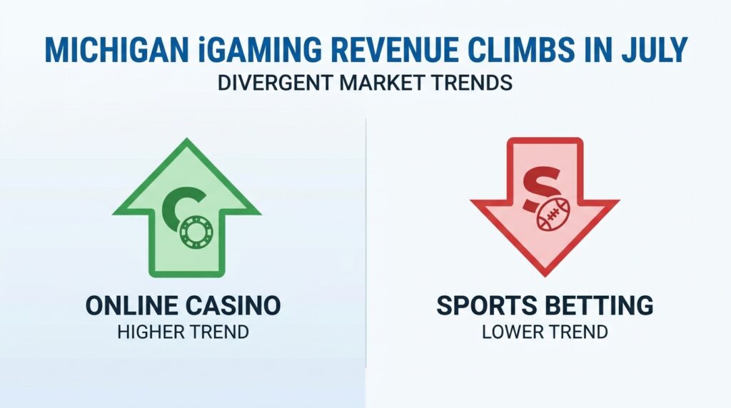 Michigan iGaming Revenue Climbs in July as Online Casino and Sports Betting Markets Show Divergent Trends