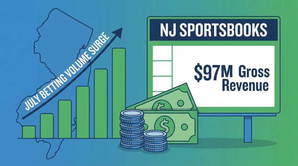 New Jersey Sportsbooks Post $97 Million in Gross Revenue as July Betting Volume Surges
