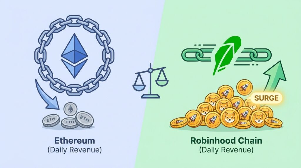 Robinhood Chain Outearns Ethereum in Daily App Revenue Amid Memecoin Trading Surge