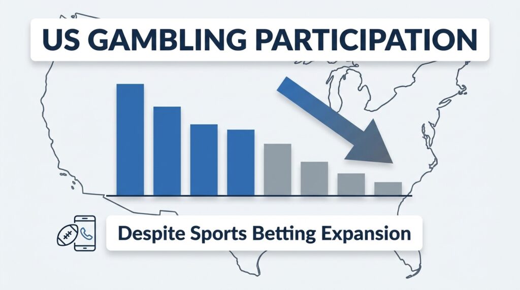 US Gambling Participation Drops Sharply Despite Sports Betting Expansion