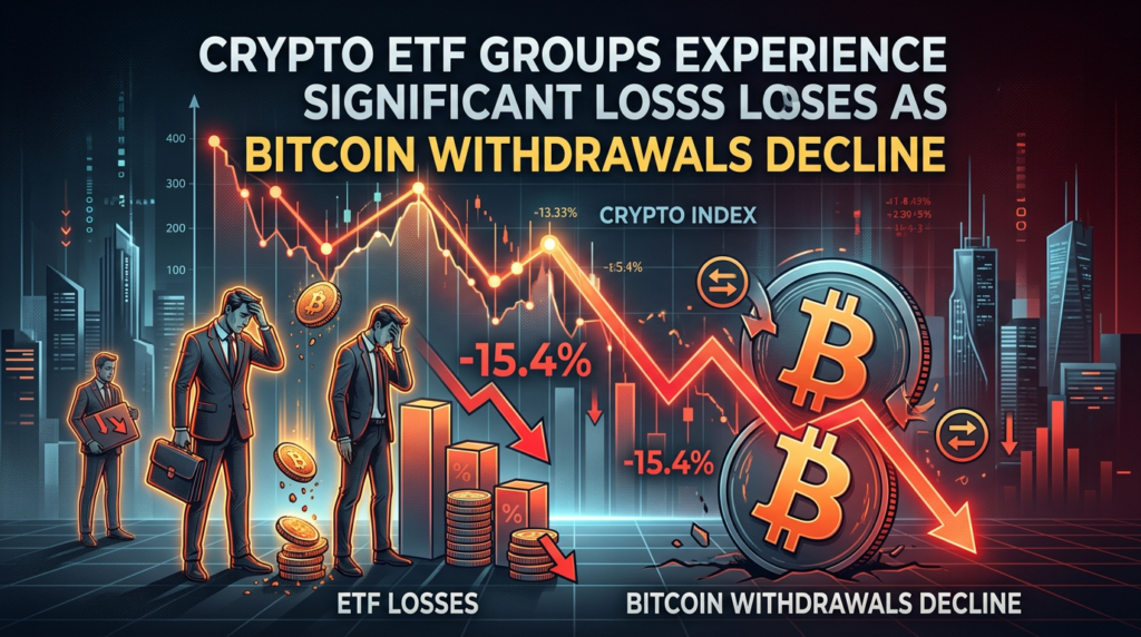 Crypto ETF Groups Experience Significant Losses as Bitcoin Withdrawals Decline