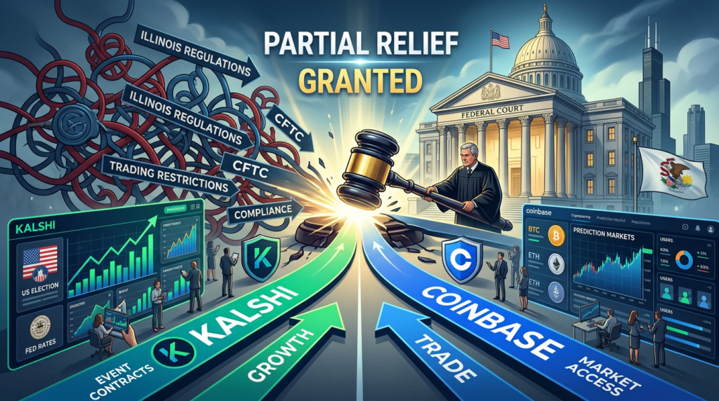 Federal Judge Grants Kalshi and Coinbase Partial Relief from Illinois Prediction-Market Regulations
