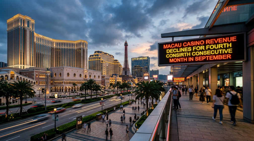Macau Casino Revenue Declines for Fourth Consecutive Month in September