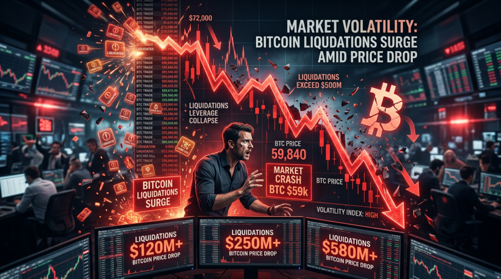 Market Volatility: Bitcoin Liquidations Surge Amid Price Drop